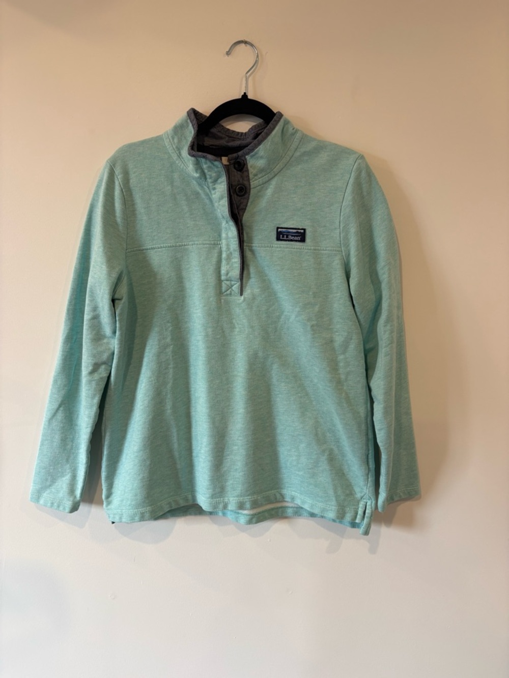 LL Bean Mint Green Pullover with Button Placket